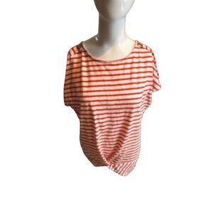 Stitch Wurks Women’s Top Striped Sz M* Crew Neck Twisted Bottom Red & White